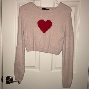 fuzzy long sleeve crop top